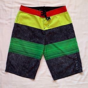 O’Neil Red, Yellow, Green and Black Jordy 4-Way Stretch Boardshort